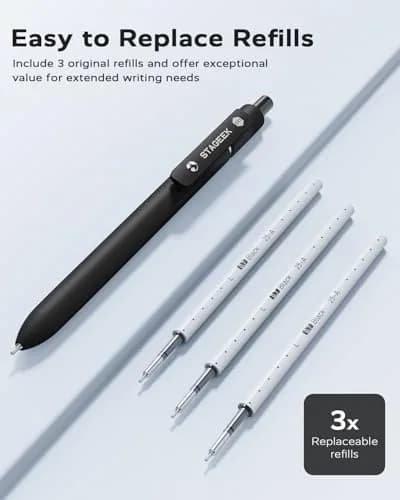 STAGEEK GX3 Black Gel Pens 0.7mm (6 Pens + 3 Refills) | Smooth Writing, Quick Dry, Soft Grip thumbnail 2