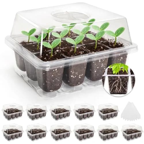 MIXC 10 Pack Seed Starter Tray Kit with Humidity Dome & 120 Cells | Reusable Seedling Propagation Trays with Drainage & Adjustable Vent thumbnail 1
