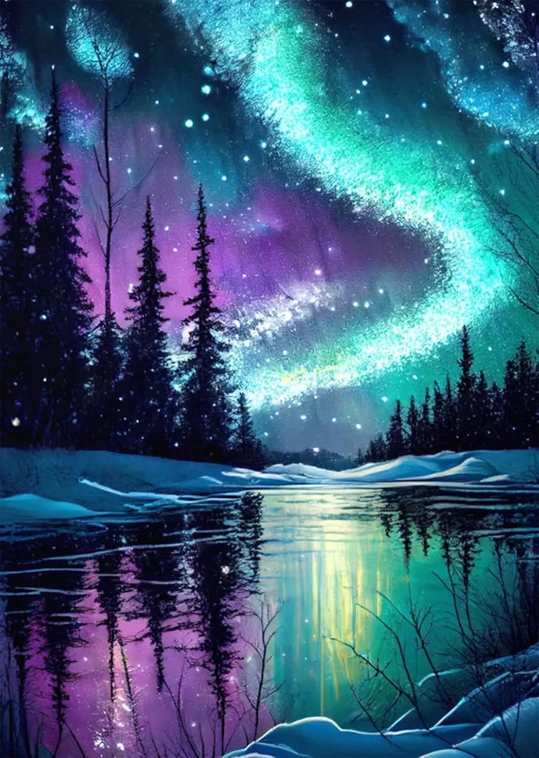 Paintcolor Starry Night Beginner Stamped Cross Stitch Kit 30cm x 40cm | Easy Art Craft for Adults & Kids — starry night