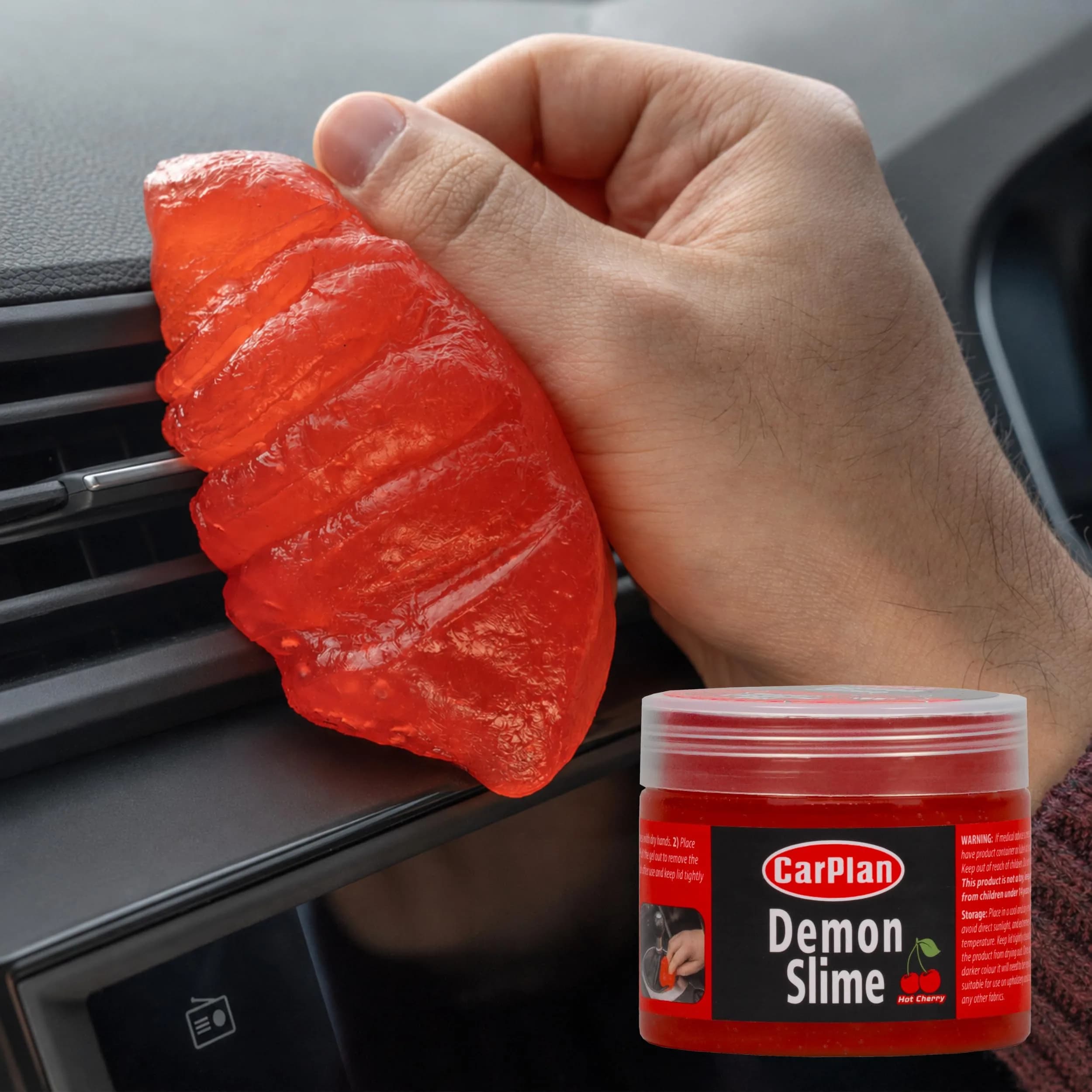 CarPlan Demon Slime Car Interior Cleaner Gel, 5.6 Oz | Hot Cherry Fragrance, Residue-Free Dust & Dirt Removal