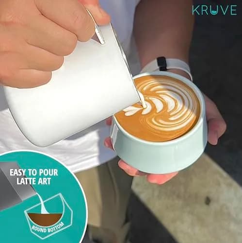KRUVE IMAGINE Porcelain Latte Coffee Cups Set of 2, 150ml (5oz) Double Walled Thermal Spherical Design | Perfect for Latte Art thumbnail 2