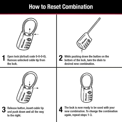 Master Lock TSA Approved Combination Luggage Lock 4-Pack | Resettable 3-Digit Lock for Suitcases & Backpacks thumbnail 2