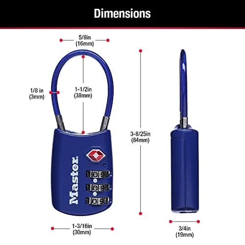 Master Lock TSA Approved Combination Luggage Lock 4-Pack | Resettable 3-Digit Lock for Suitcases & Backpacks thumbnail 3