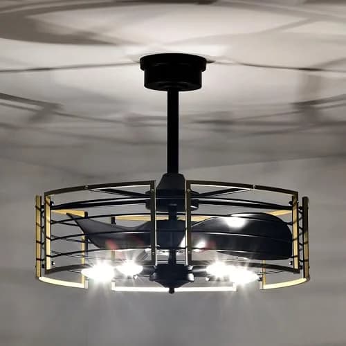 Home Accessories Veit 24 Inch Matte Gold Cage Design Fandelier | Modern Ceiling Fan with Remote thumbnail 3