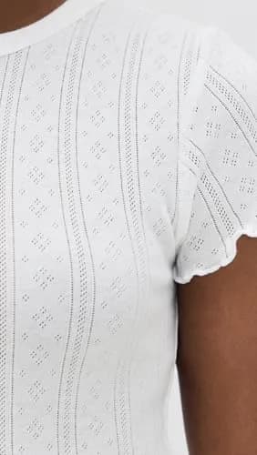 DAZE Lily Baby Tee, White Hot, S | Fitted Cotton T-Shirt with Lettuce Hem thumbnail 6