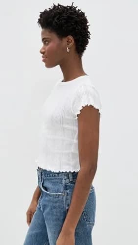 DAZE Lily Tee White Hot M | Vintage-Inspired Cotton T-Shirt for Women thumbnail 3