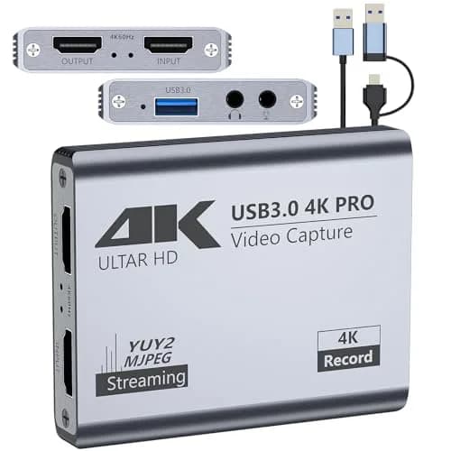 BINZET USB 3.0 4K Video Capture Card for PS5/Switch/Xbox/PC | 4K60Hz HDMI Loop-Out & Microphone Input thumbnail 1