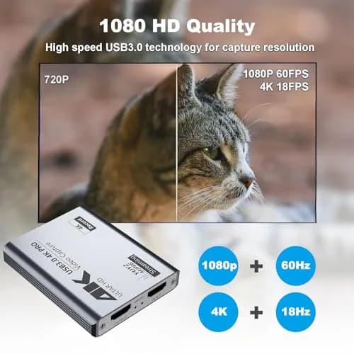 BINZET USB 3.0 4K Video Capture Card for PS5/Switch/Xbox/PC | 4K60Hz HDMI Loop-Out & Microphone Input thumbnail 4