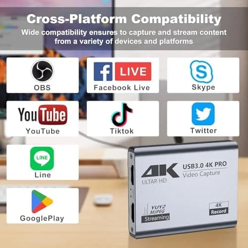 BINZET USB 3.0 4K Video Capture Card for PS5/Switch/Xbox/PC | 4K60Hz HDMI Loop-Out & Microphone Input thumbnail 8