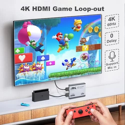 BINZET USB 3.0 4K Video Capture Card for PS5/Switch/Xbox/PC | 4K60Hz HDMI Loop-Out & Microphone Input thumbnail 3