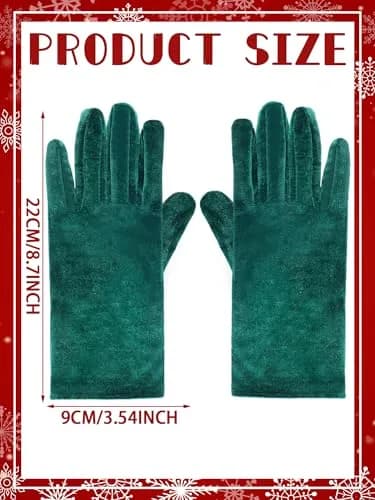 Geyoga Women's Short Velvet Gloves 22 cm (8.7 inch) | 4 Pairs Black, Dark Green, Red thumbnail 3