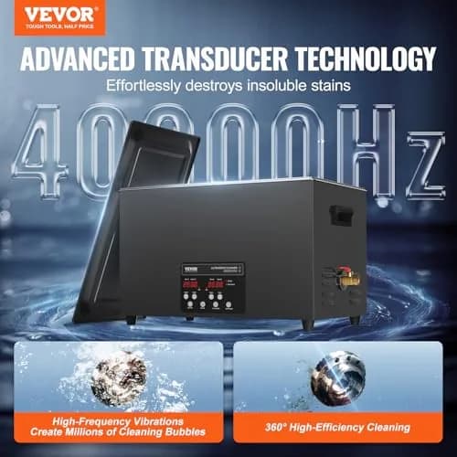 VEVOR 30L Ultrasonic Cleaner 600W Digital Cleaning Machine with Heater & Degassing 13.0 x 12.6 x 22.4 inches | Industrial Ultrasound Cleaner for Jewelry Tools thumbnail 2