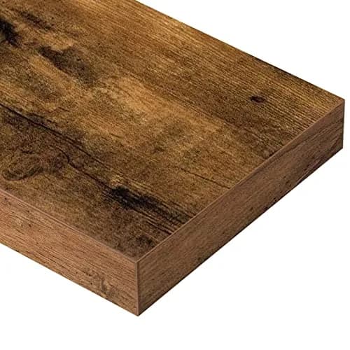 QEEIG Floating Shelves for Wall 39.4" Long (100 cm) - Set of 2 Rustic Brown | Farmhouse Style Wall Mounted Display Bookshelf thumbnail 7