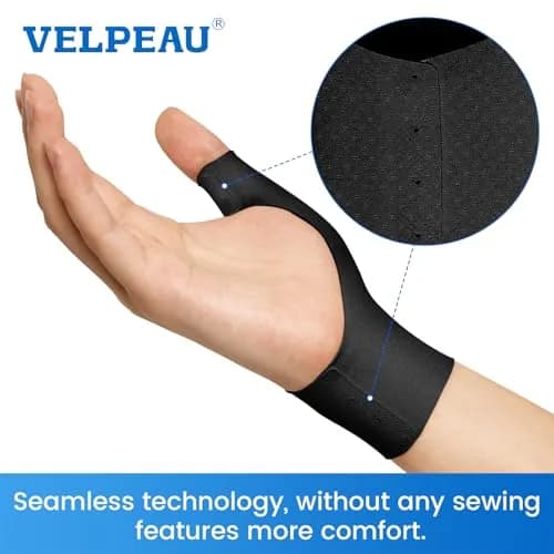 Velpeau Elastic Thumb Wrist Support Brace (Pack of 2) | Splashproof Compression Sleeve for Arthritis & Tendonitis thumbnail 4