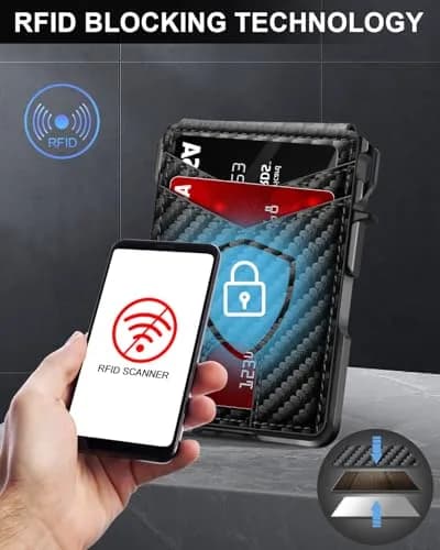 ZALVEX Minimalist Wallet for Men, 12+ Cards, RFID Blocking Slim Bifold Wallet with Pop-Up Card Case & Money Clip | 7.0cm x 4.8cm x 1.3cm (2.7 x 1.9 x 0.5 inches) thumbnail 5