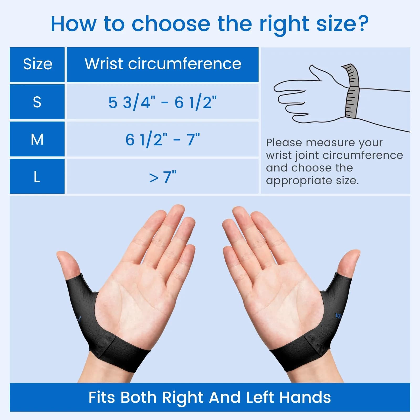 Velpeau Elastic Thumb Wrist Support Brace (Pack of 2) Medium | Thin Layer Compression Sleeve for Arthritis, Tendonitis, Sprains - view 6