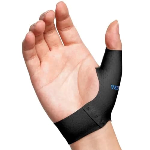 Velpeau Elastic Thumb Wrist Support Brace (Pack of 2) Medium | Thin Layer Compression Sleeve for Arthritis, Tendonitis, Sprains thumbnail 1