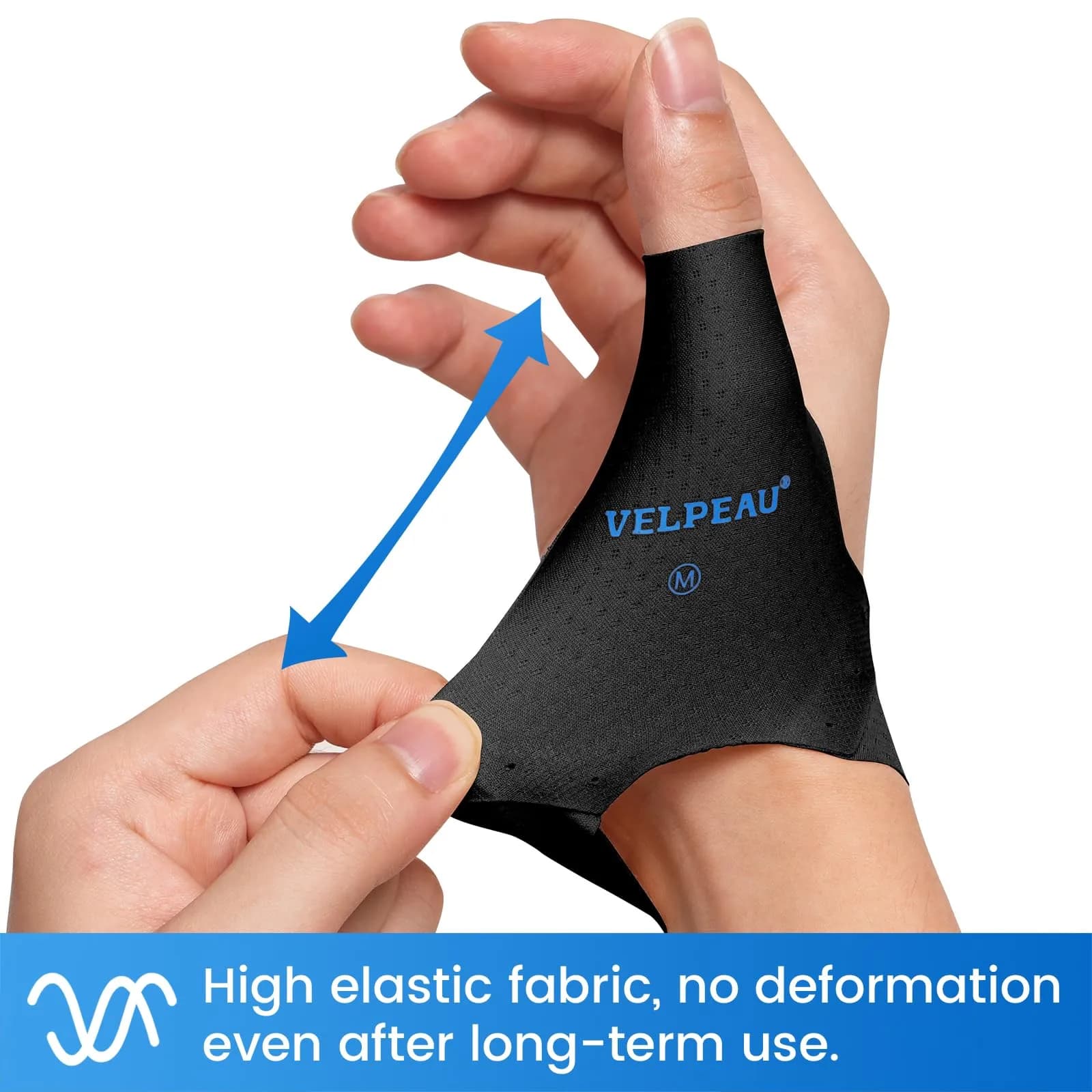 Velpeau Elastic Thumb Wrist Support Brace (Pack of 2) Medium | Thin Layer Compression Sleeve for Arthritis, Tendonitis, Sprains - view 3