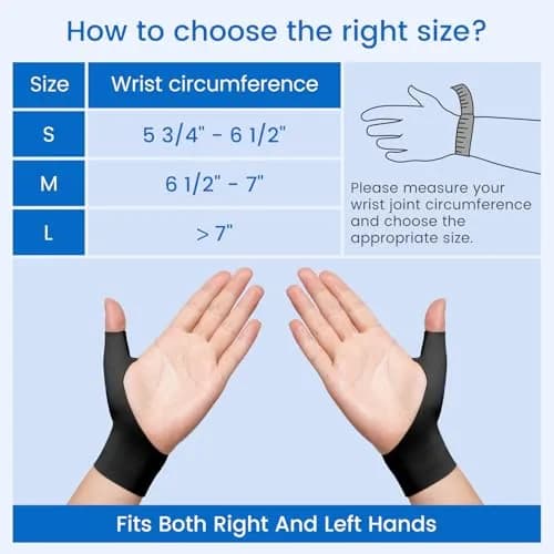 Velpeau Elastic Thumb Wrist Support Brace (Pack of 2) | Splashproof Compression Sleeve for Arthritis & Tendonitis (Small, Black) thumbnail 6