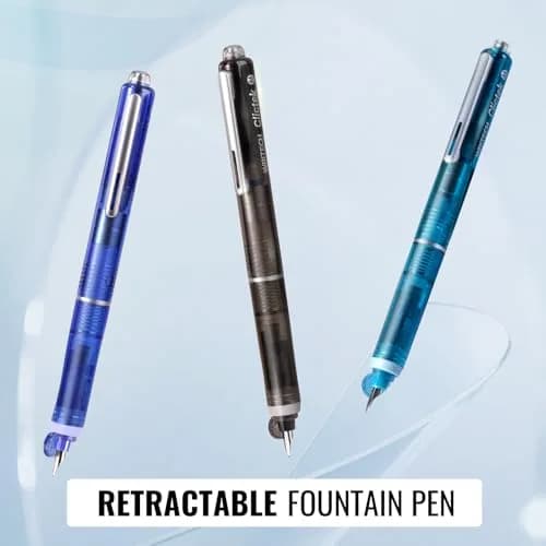 WRITECH Clictek Retractable Fountain Pen Medium Nib Blue Ink Transparent Barrel with 5 Refillable Ink Cartridges | Smooth Writing for Journaling & Calligraphy thumbnail 7