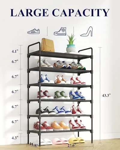 Kitsure 6-Tier Shoe Rack 70cm (27.6") Wide | Organizes Up to 30 Pairs thumbnail 2