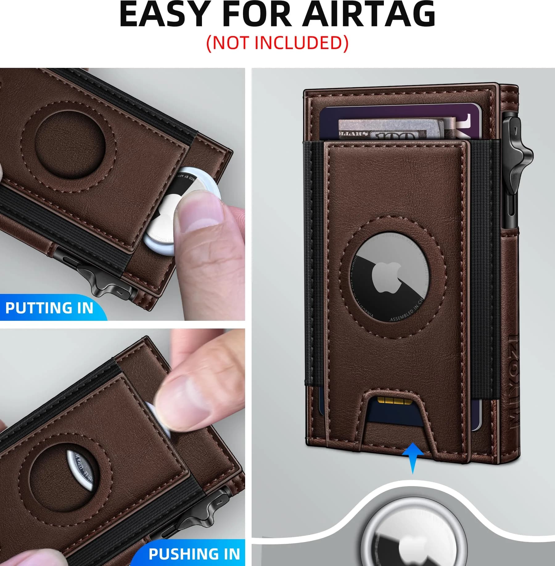 miyozi Airtag Wallet for Men, Slim Pop Up Credit Card Holder RFID Blocking Mens Minimalist wallet for 7-9 Cards ID Window thumbnail 5