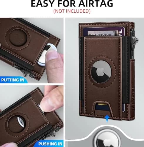 miyozi Airtag Wallet for Men, Slim Pop Up Credit Card Holder RFID Blocking Mens Minimalist wallet for 7-9 Cards ID Window thumbnail 5