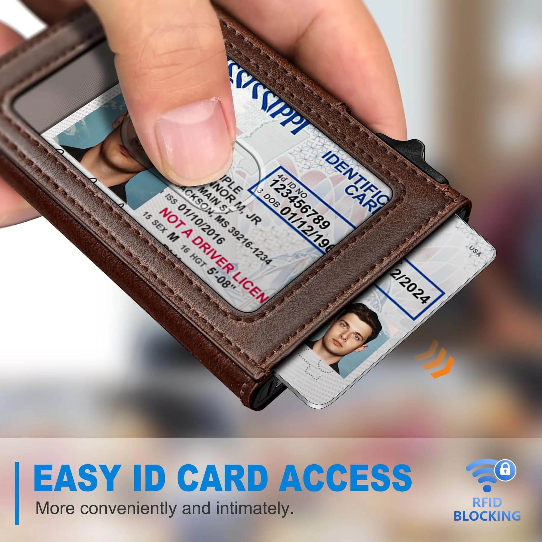 miyozi Airtag Wallet for Men, Slim Pop Up Credit Card Holder RFID Blocking Mens Minimalist wallet for 7-9 Cards ID Window thumbnail 7