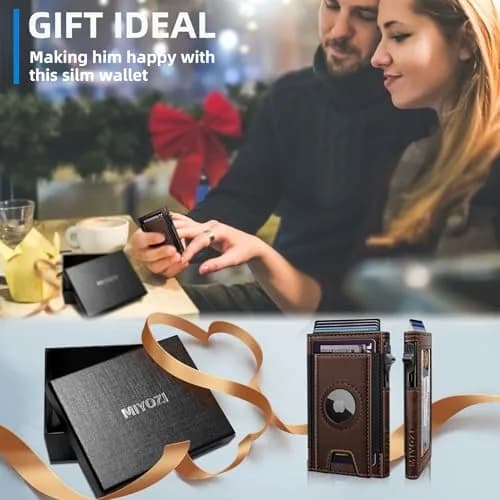 miyozi Airtag Wallet for Men, Slim Pop Up Credit Card Holder RFID Blocking Mens Minimalist wallet for 7-9 Cards ID Window thumbnail 8