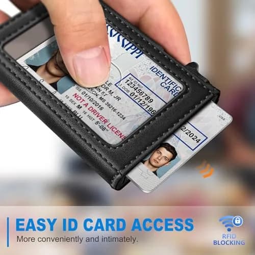 miyozi Airtag Wallet for Men, Slim Pop Up Credit Card Holder RFID Blocking Mens Minimalist wallet for 7-9 Cards ID Window thumbnail 7