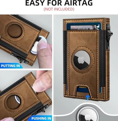 miyozi Slim Airtag Wallet for Men, Red Brick, 10.0 cm (3.9 in) | RFID Blocking Pop-Up Card Holder thumbnail 5