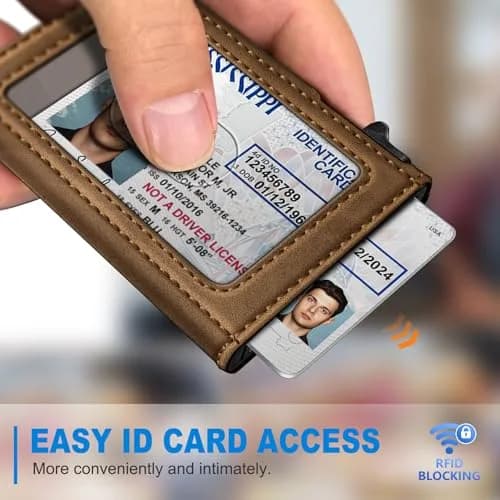 miyozi Slim Airtag Wallet for Men, Red Brick, 10.0 cm (3.9 in) | RFID Blocking Pop-Up Card Holder thumbnail 7