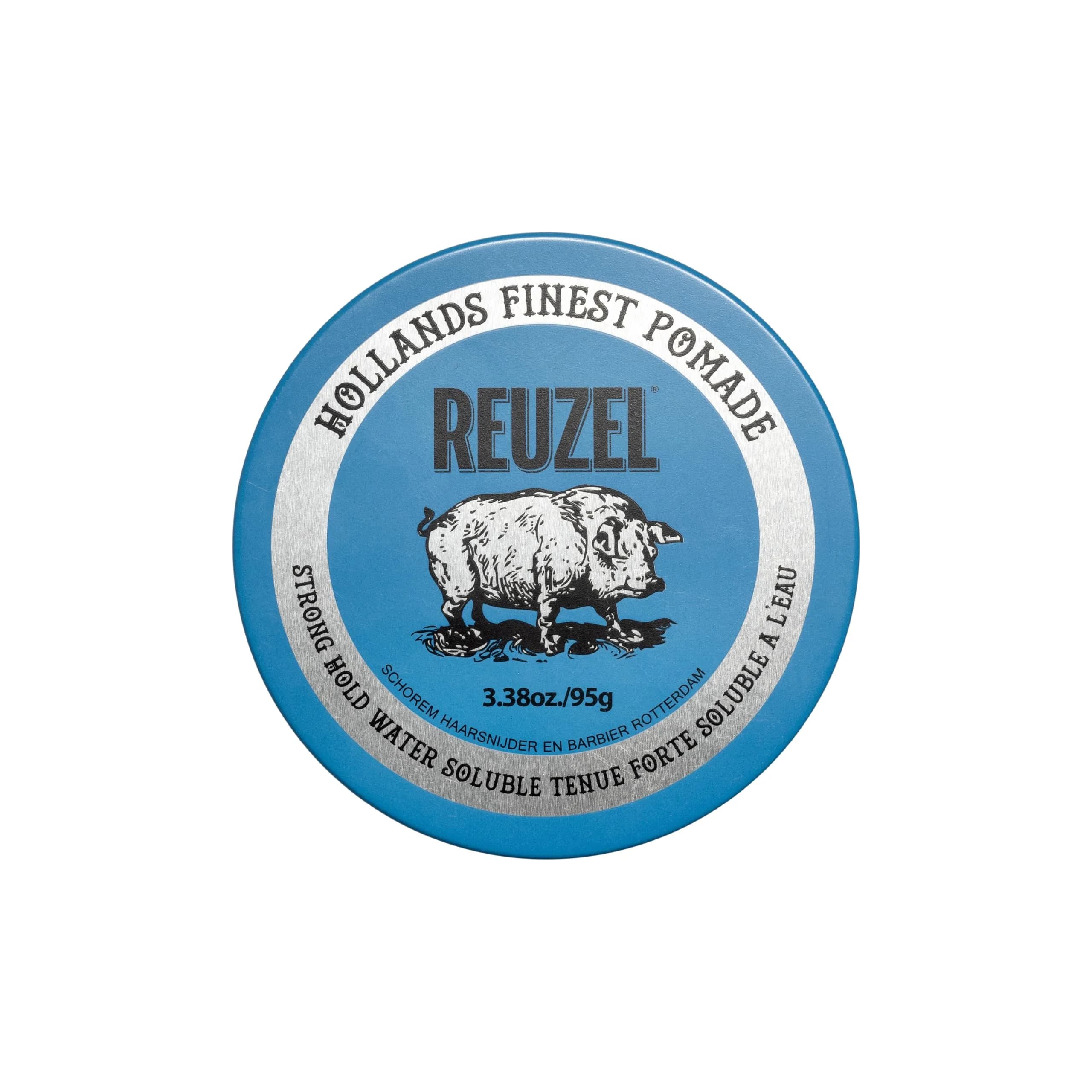 REUZEL Blue Pomade Strong Hold High Shine 3.38 oz | Classic Barber-Style Finish