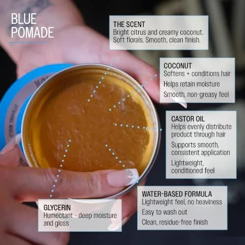 REUZEL Blue Pomade Strong Hold High Shine 3.38 oz | Classic Barber-Style Finish thumbnail 2