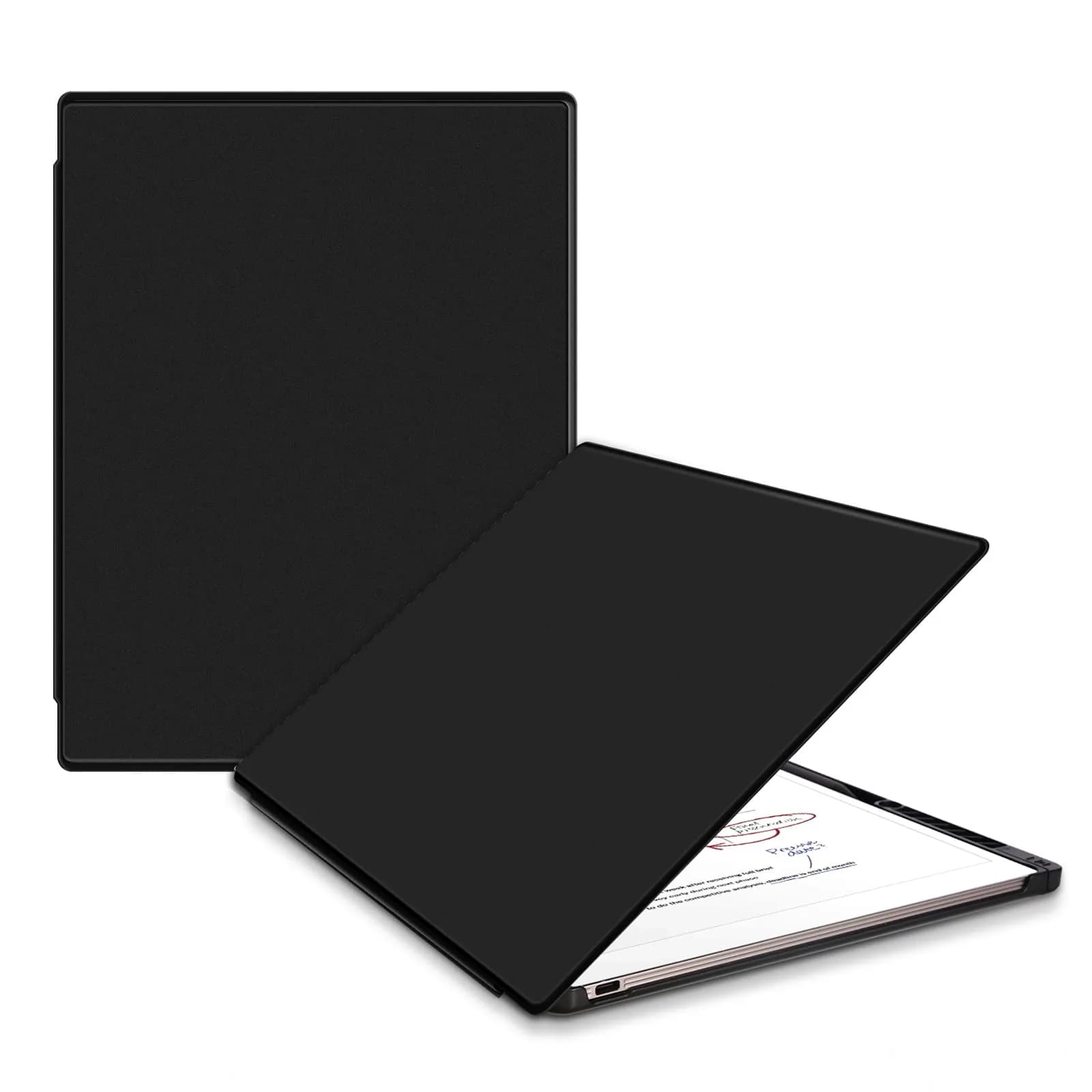 QIOFEARTH Case for Remarkable Paper Pro Tablet 11.8" (2024) Black Folio with Auto Sleep/Wake & Pen Holder | Hard Back Shell Protective Book Cover — Black