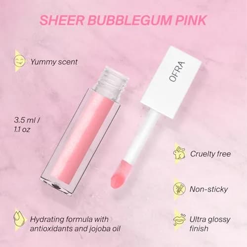 Ofra Lip Gloss - Glossip | Non Sticky, Ultra-Glossy Lip Gloss | Long Lasting Formula for a Smooth, Hydrated Finish | 3.5ml/1.1oz thumbnail 6
