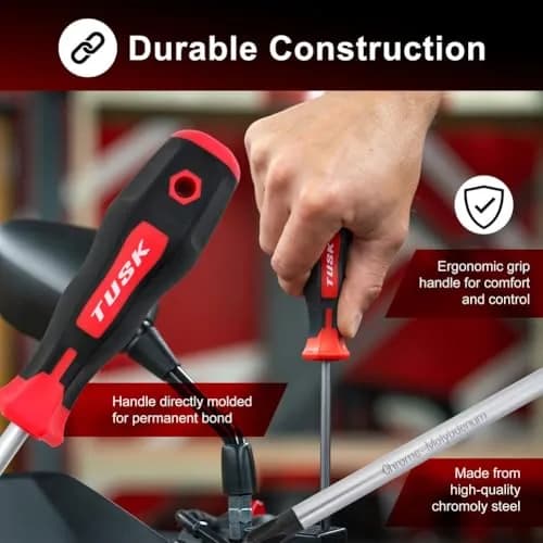 TUSK JIS Screwdriver Set 4 Piece #0, #1, #2, #3 | Magnetic Tips & Ergonomic Grips thumbnail 5