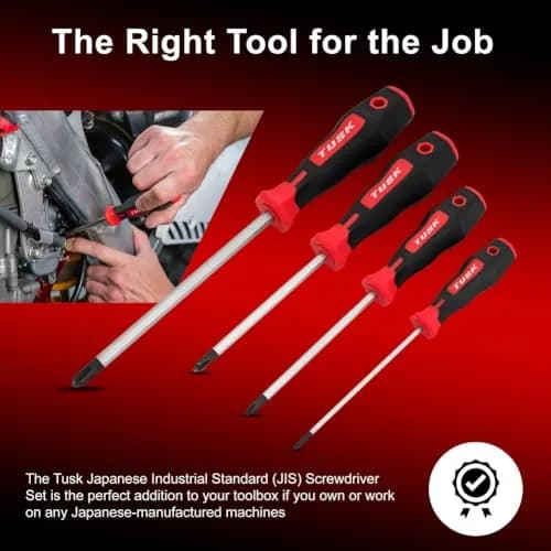 TUSK JIS Screwdriver Set 4 Piece #0, #1, #2, #3 | Magnetic Tips & Ergonomic Grips thumbnail 2
