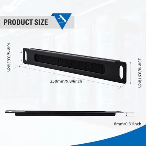 GeeekPi 0.5U Brush Cable Manager Rack Mount for 10" Server Rack | Cable Entry Brush Strip for Organized Management thumbnail 4
