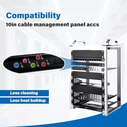 GeeekPi 0.5U Brush Cable Manager Rack Mount for 10" Server Rack | Cable Entry Brush Strip for Organized Management thumbnail 5