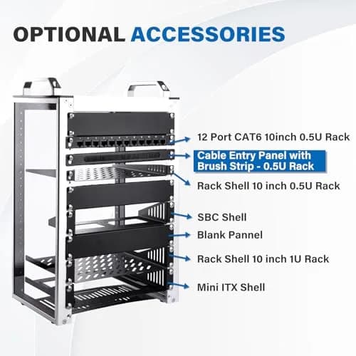 GeeekPi 0.5U Brush Cable Manager Rack Mount for 10" Server Rack | Cable Entry Brush Strip for Organized Management thumbnail 7