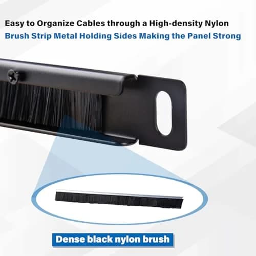 GeeekPi 0.5U Brush Cable Manager Rack Mount for 10" Server Rack | Cable Entry Brush Strip for Organized Management thumbnail 8