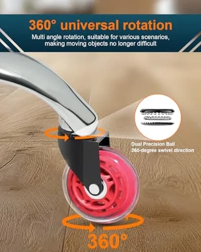 RidRed Heavy-Duty Office Chair Wheels - 5-Pack, 3-Inch Diameter, Red | Smooth Rolling, Noise-Free, Universal Fit thumbnail 8