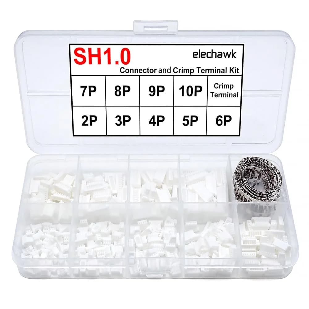 elechawk Connectors & Crimp Terminal Kit for Flight Controllers | 1.0mm Pitch, Compatible with JST SH, 25+25+25+25+25+25+25+20+20pcs
