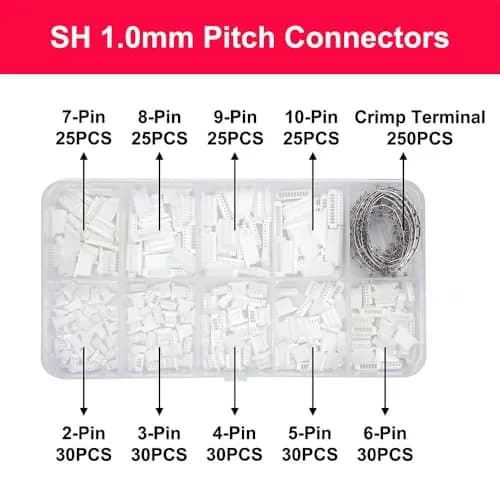elechawk Connectors & Crimp Terminal Kit for Flight Controllers | 1.0mm Pitch, Compatible with JST SH, 25+25+25+25+25+25+25+20+20pcs thumbnail 2