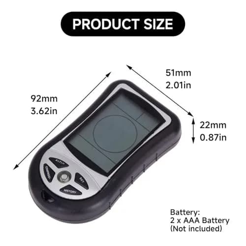 Kodrily Digital Altimeter, Compass & Thermometer | 8-in-1 Hiking Tool, -2300 to 29500FT, 1100MBAR, 0°C-60°C | India Import thumbnail 3
