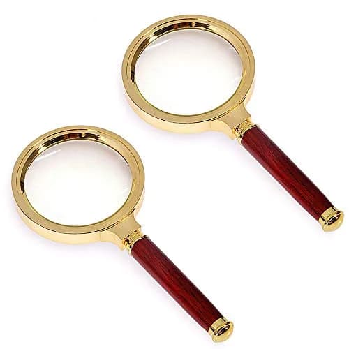 COCOMK Handheld Magnifying Glass 6X Magnification with Wooden Handle, 80mm Optical Glass Lens | Visual Aid for Reading & Inspection thumbnail 1