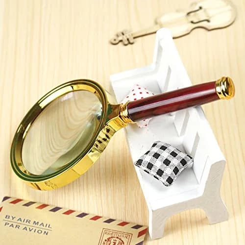 COCOMK Handheld Magnifying Glass 6X Magnification with Wooden Handle, 80mm Optical Glass Lens | Visual Aid for Reading & Inspection thumbnail 4