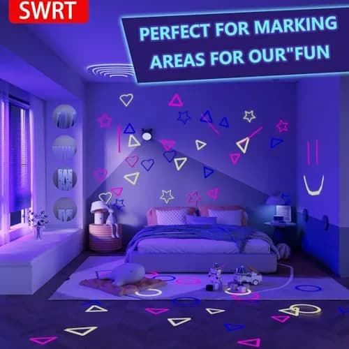 SWRT Neon Gaffer Cloth Tape 6 Rolls, 0.6 in x 16.5 Ft Each | UV Reactive for Parties & Decor thumbnail 5