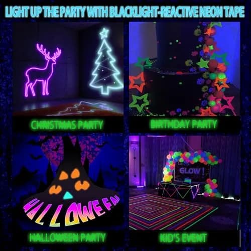SWRT Neon Gaffer Cloth Tape 6 Rolls, 0.6 in x 16.5 Ft Each | UV Reactive for Parties & Decor thumbnail 7